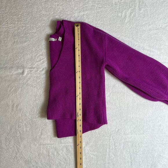A.L.C. Women's Melanie Wool Cropped Sweater Sz L Orchid Bold Minimalism Designer - Picture 7 of 8